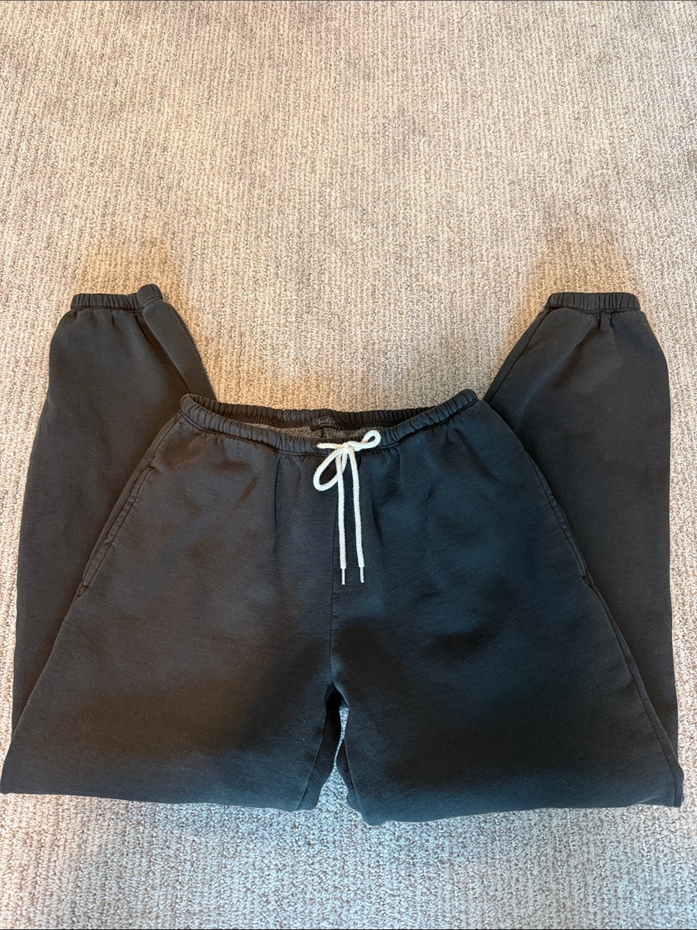 Brandy Melville Black Track Joggers with White Drawstring